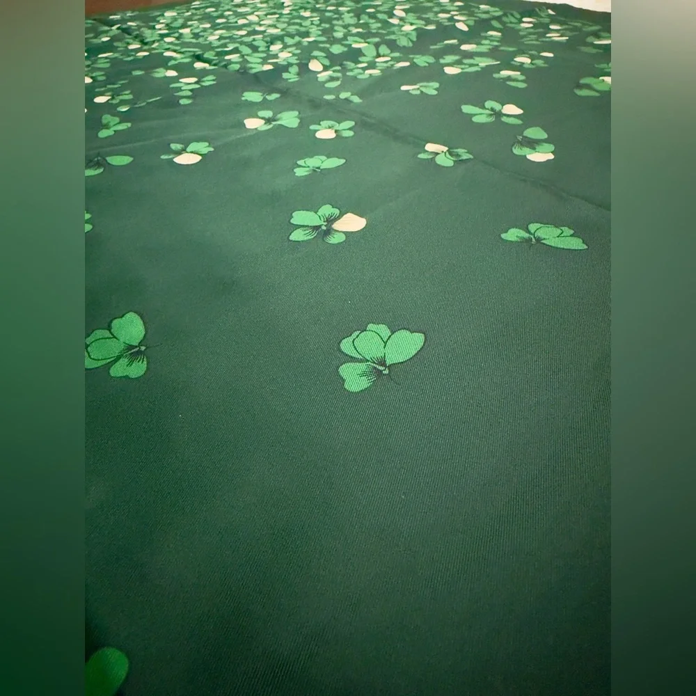 Vintage Valentino Green Silk Floral Butterfly Scarf